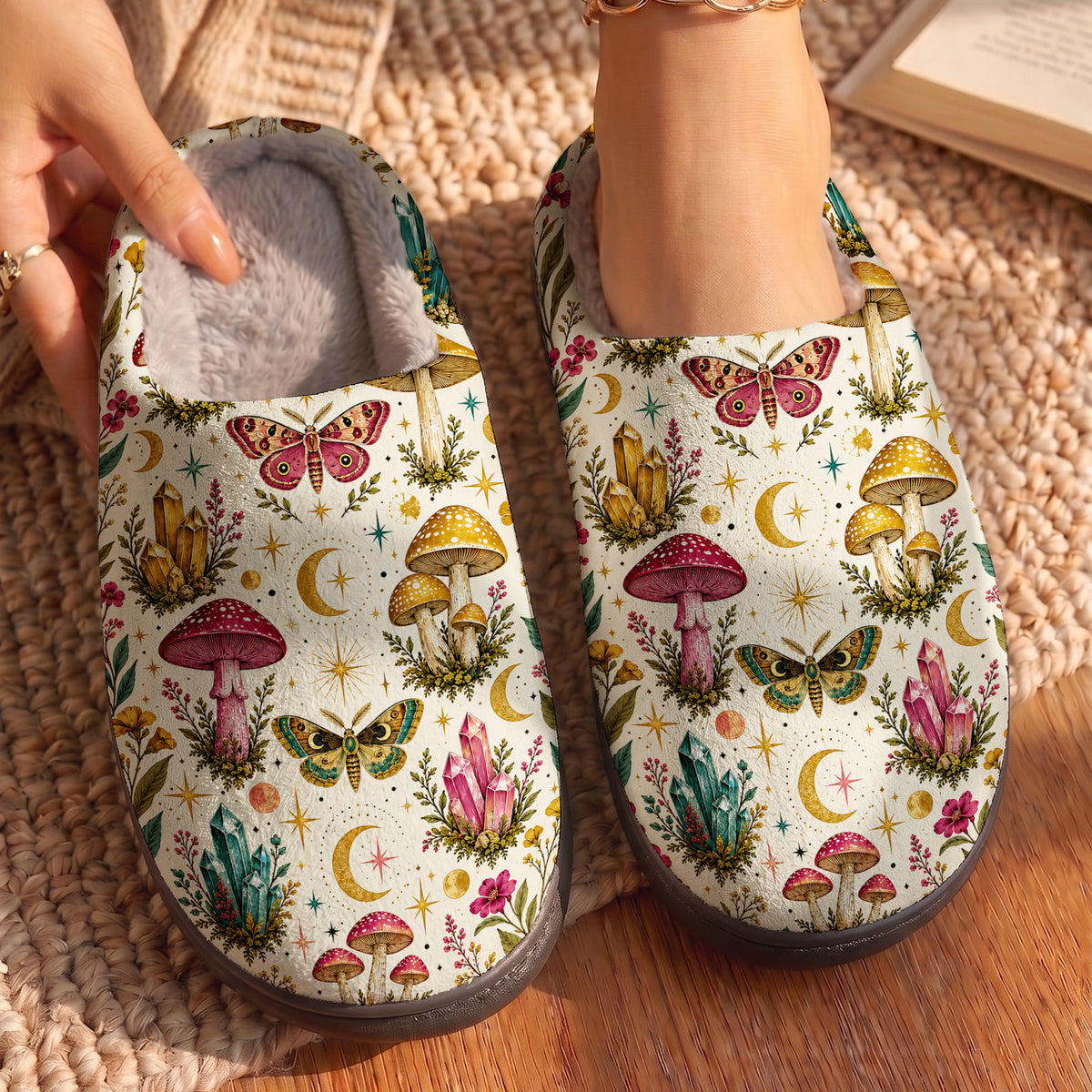 Witch Fleece Lined Slippers Enchanted Moonlit Garden