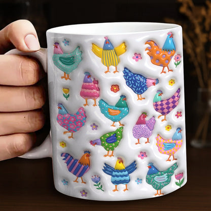 Chicken Ceramic Mug Whimsy Chicken Garden