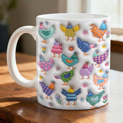 Chicken Ceramic Mug Whimsy Chicken Garden