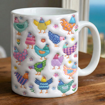 Chicken Ceramic Mug Whimsy Chicken Garden