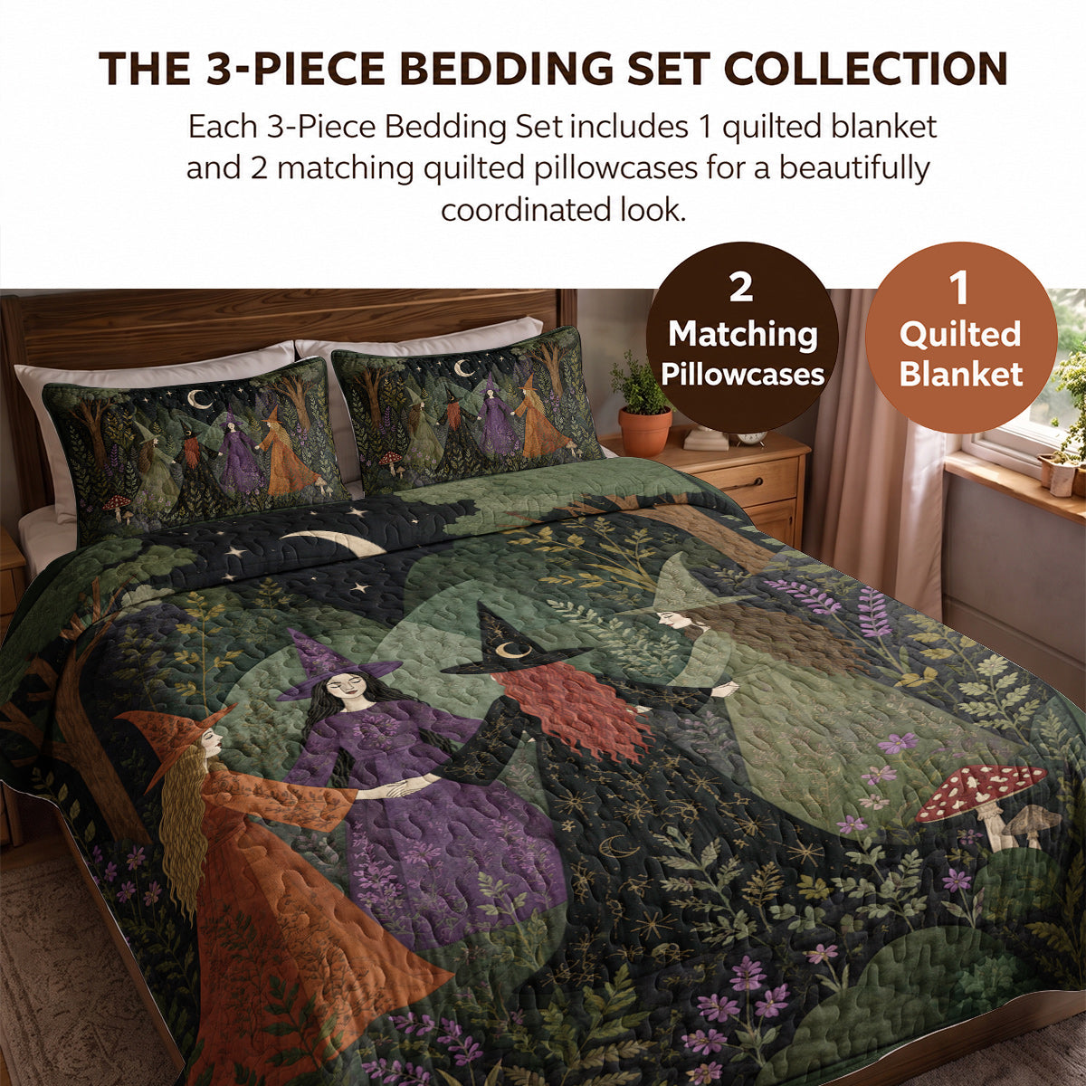 Witch Quilted Blanket Whispers of the Enchanted Forest