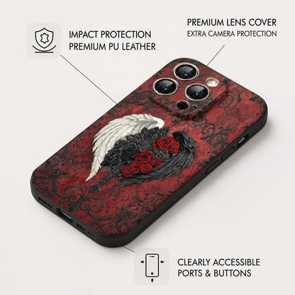 Gothic Leather Phone Case Wings Of Fate