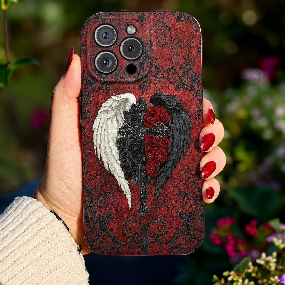 Gothic Leather Phone Case Wings Of Fate