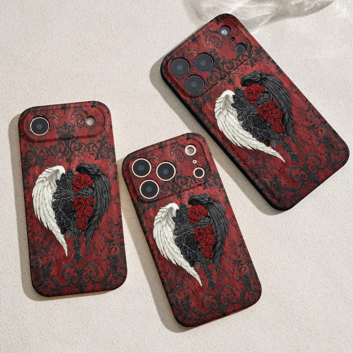 Gothic Leather Phone Case Wings Of Fate