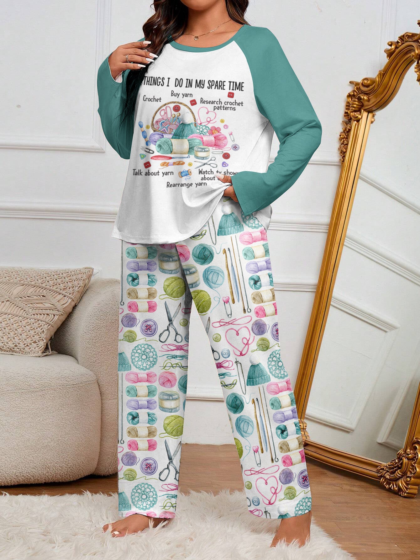 Crochet Lover Raglan Lounge Pajamas Things I Do In My Spare Time