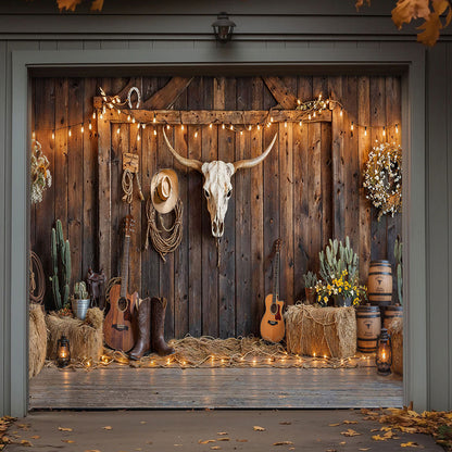 Western Rustic Farmhouse Garage Door Banner Decoration - Barnwood Blessings Americana Country Style