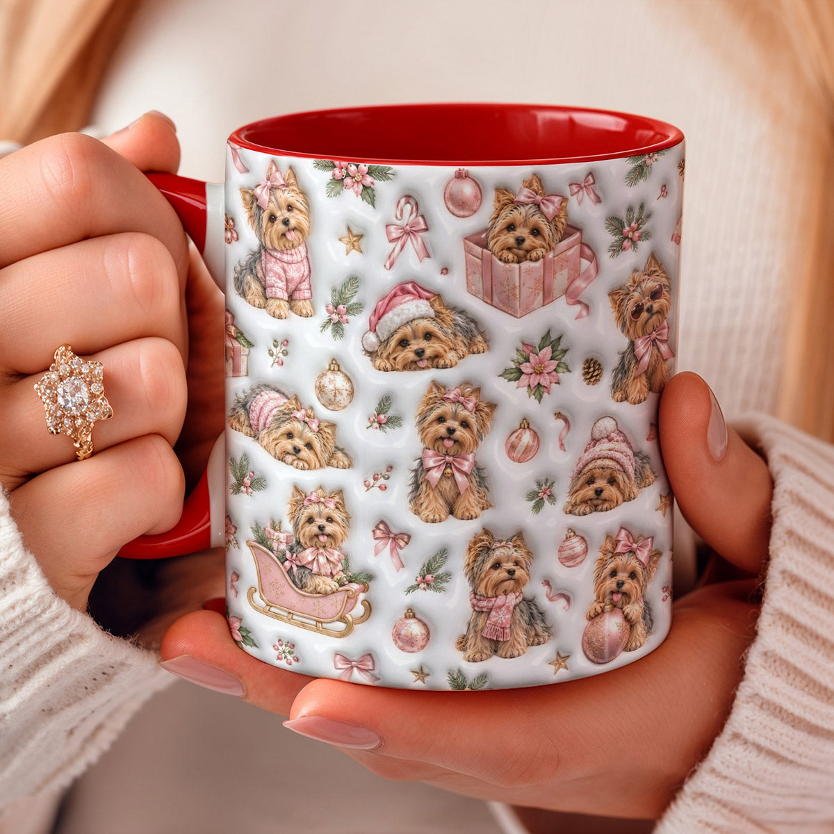 Yorkie Holiday Magic Christmas Ceramic Accent Mug