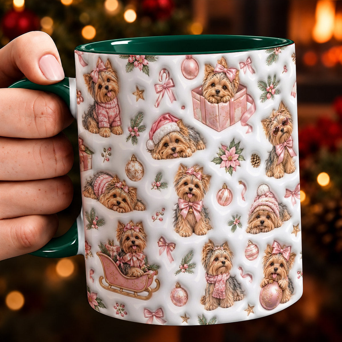 Yorkie Holiday Magic Christmas Ceramic Accent Mug