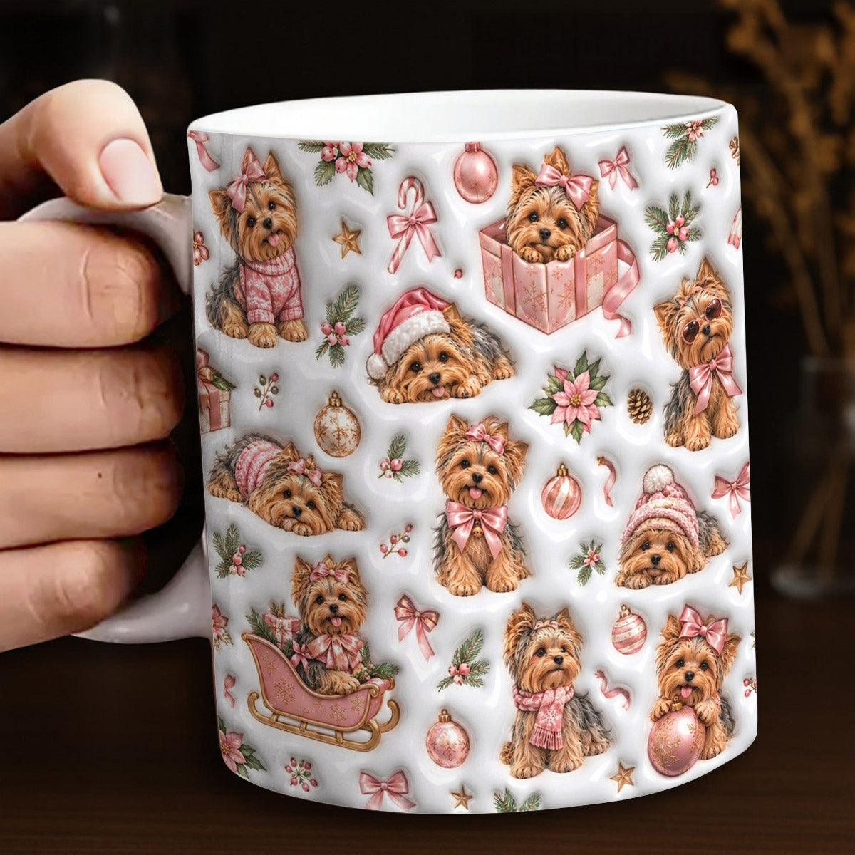 Yorkie Holiday Magic Christmas Ceramic Accent Mug