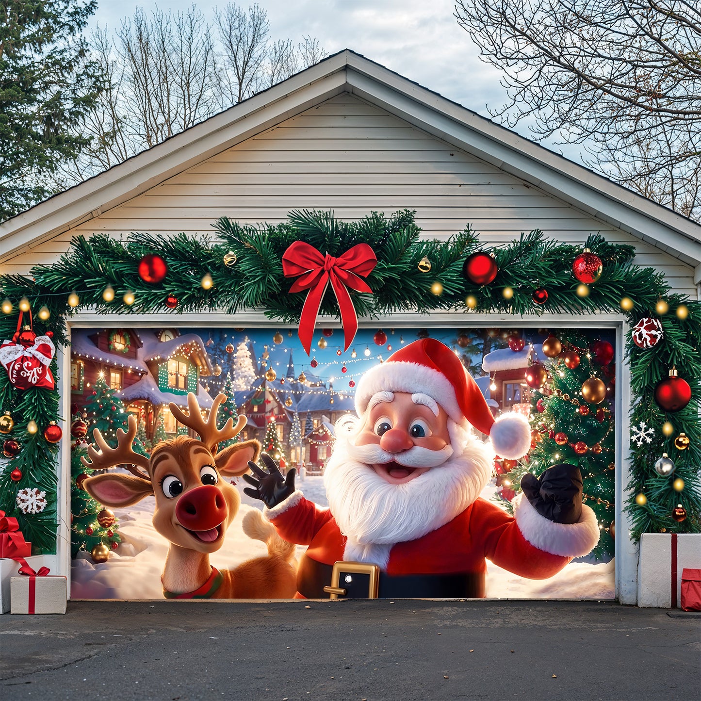 Christmas Garage Door Banner Decoration - Santa’s Warm Smile