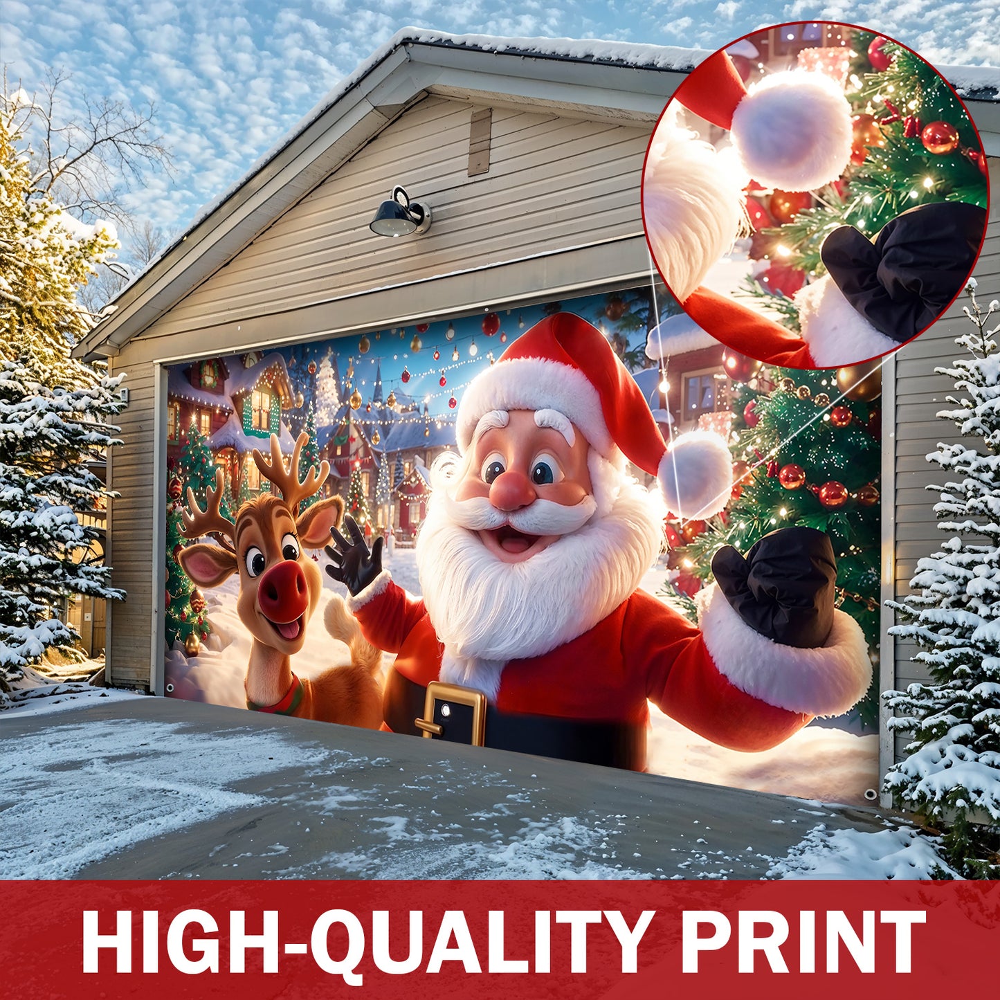 Christmas Garage Door Banner Decoration - Santa’s Warm Smile