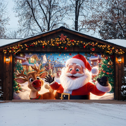 Christmas Garage Door Banner Decoration - Santa’s Warm Smile