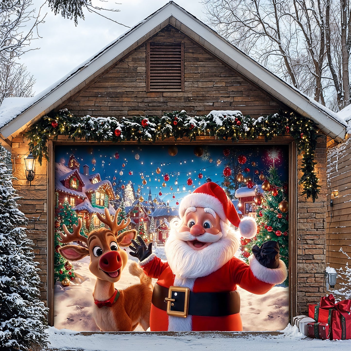 Christmas Garage Door Banner Decoration - Santa’s Warm Smile