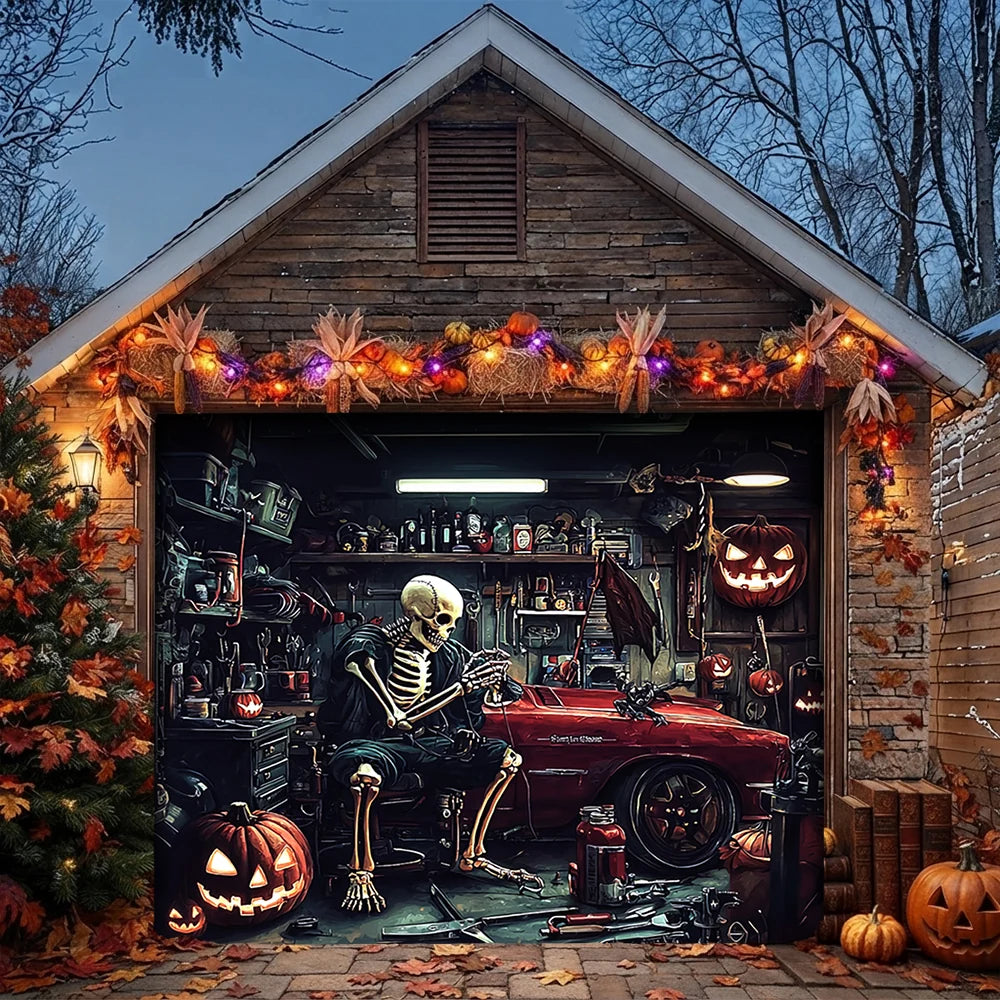 Halloween Garage Door Banner Decoration Motor Garage