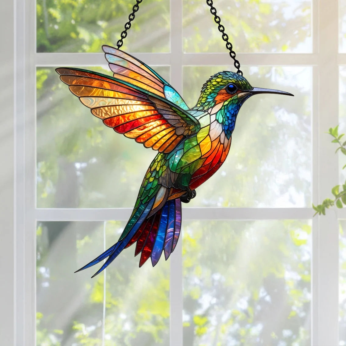 Vibrant Hummingbird 3D Glass Suncatcher – Bird Lover Gift & Window Décor