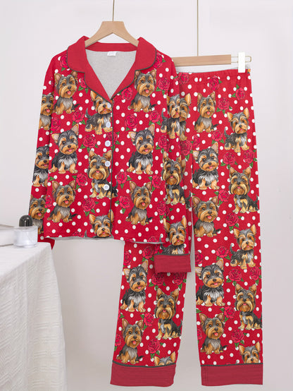 Yorkshire Terrier Classic Pajama Set Yorkie Rose Dreams