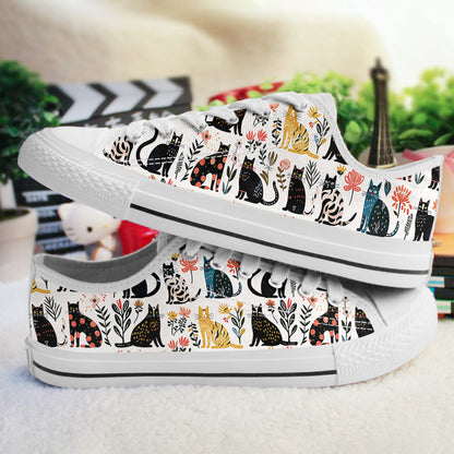 Cat Women's Low Top Shoes Botanical Cat Bliss