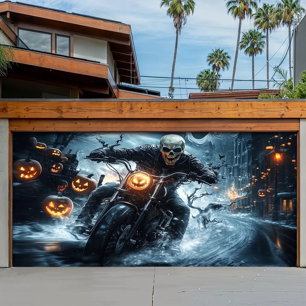 Halloween Garage Door Banner Decoration Nightmare Highway
