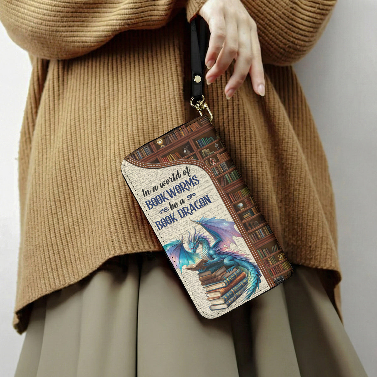 Book Lover Leather Wallet Personalized Be A Book Dragon