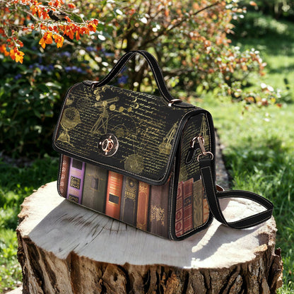 Book Satchel Handbag Old Books Galileo Manuscript Black