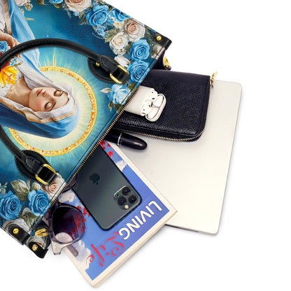 Christian Leather Handbag Rosa Mystica Virgin Mary
