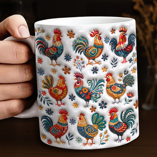 Rooster Garden Ceramic Mug Henhouse Florals