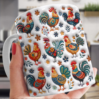 Rooster Garden Ceramic Mug Henhouse Florals