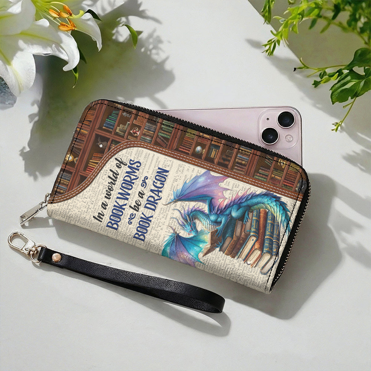 Book Lover Leather Wallet Personalized Be A Book Dragon
