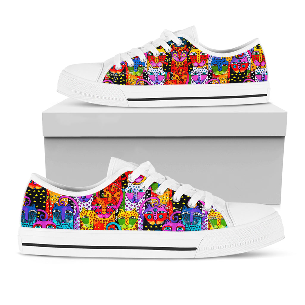Cat Women's Low Top Shoes Abstract Cats