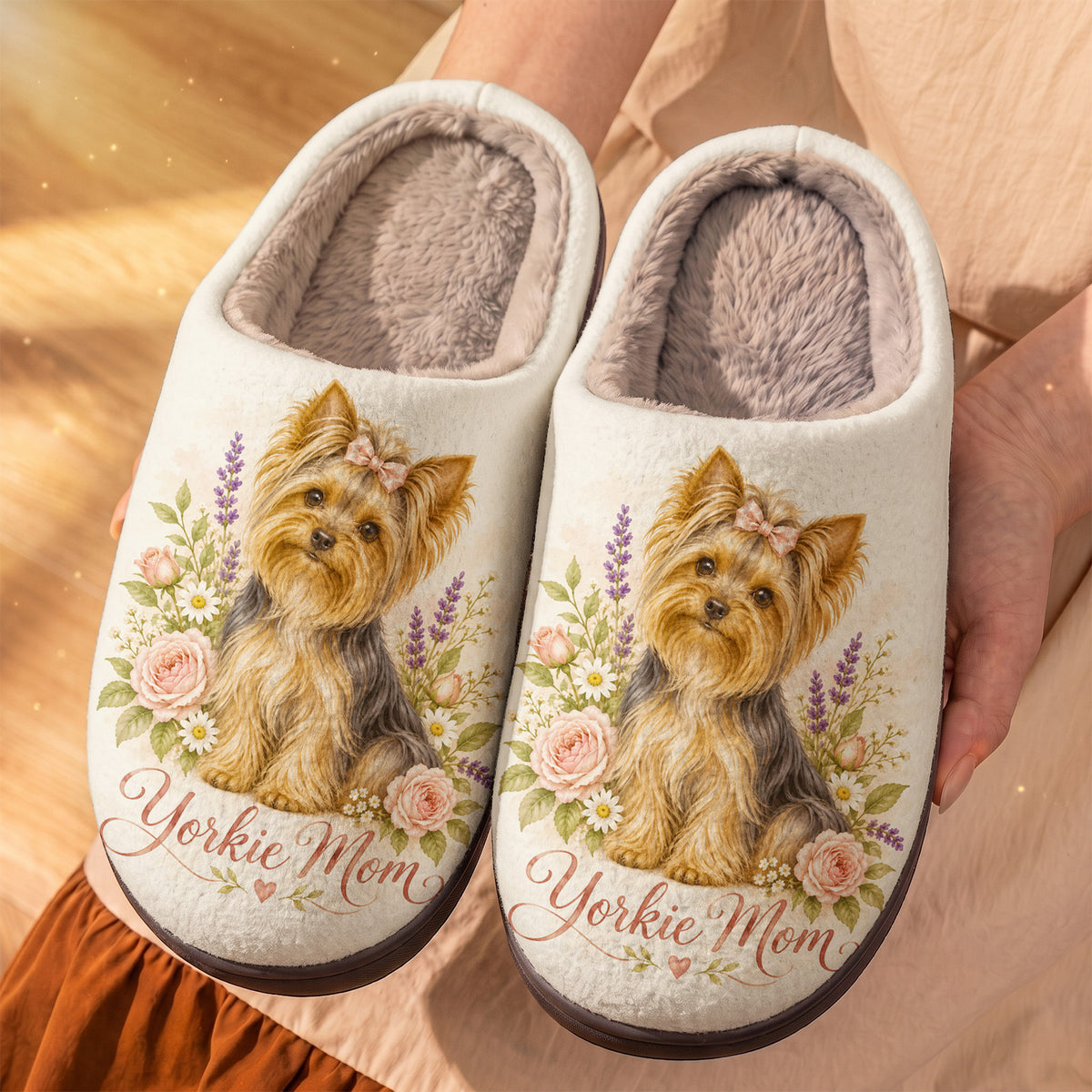 Yorkshire Terrier Fleece Lined Slippers Yorkie Mom