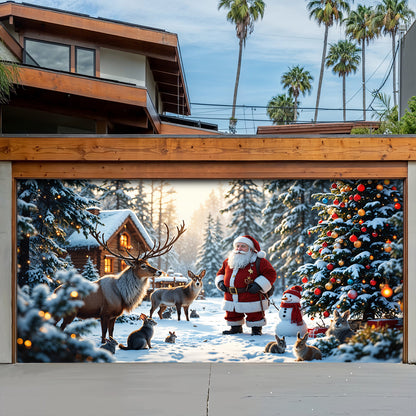 Christmas Garage Door Banner Decoration - Santa’s Woodland Wonder