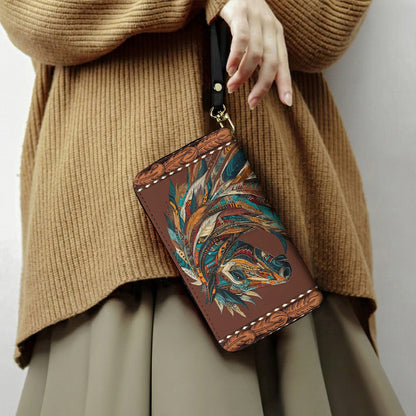 Boho Western Horse Leather Wallet Tribal Horse Majesty