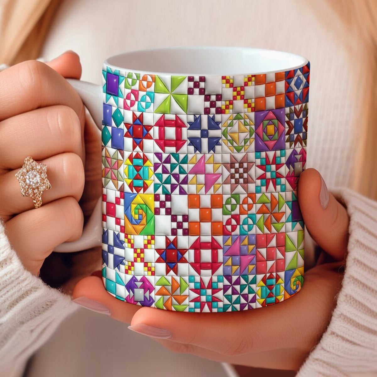Sewing Lover 11Oz Mug Colorful Quilt Blocks