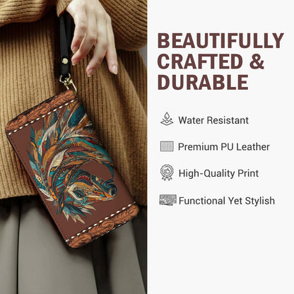 Boho Western Horse Leather Wallet Tribal Horse Majesty