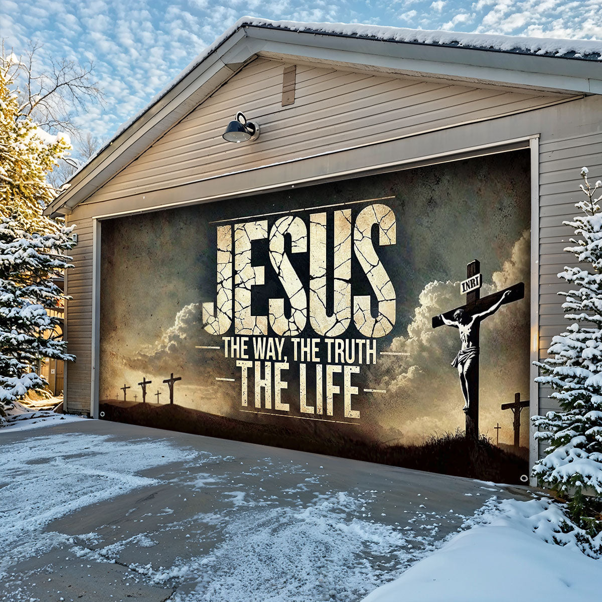 Christian Garage Door Banner Decoration - Jesus: The Way, The Truth, The Life