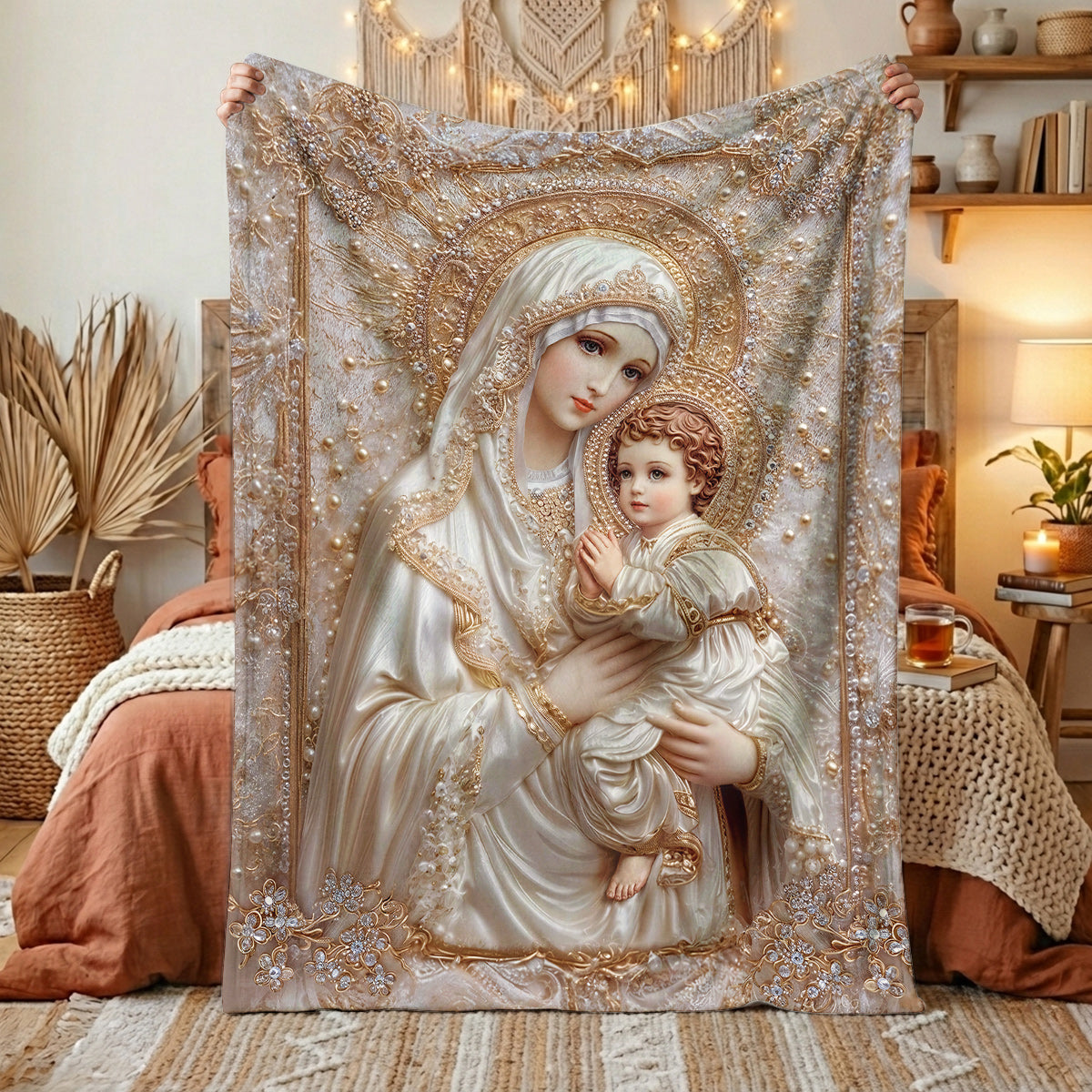 Madonna And Child Fleece Blanket Heavenly Grace In Radiant Splendor