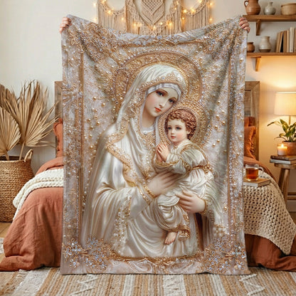 Madonna And Child Fleece Blanket Heavenly Grace In Radiant Splendor